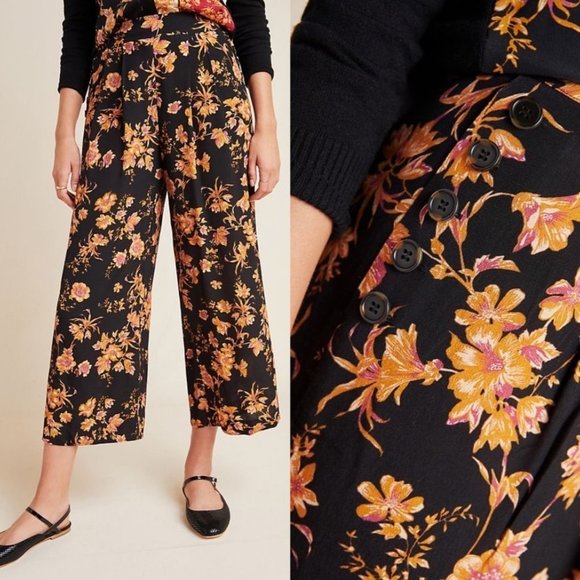ANTHROPOLOGIE Kachel Della Floral WideLeg Trousers - Picture 1 of 8